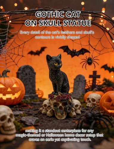 Estatua Gótica Cuervo en Calavera de Resina miniatura 2