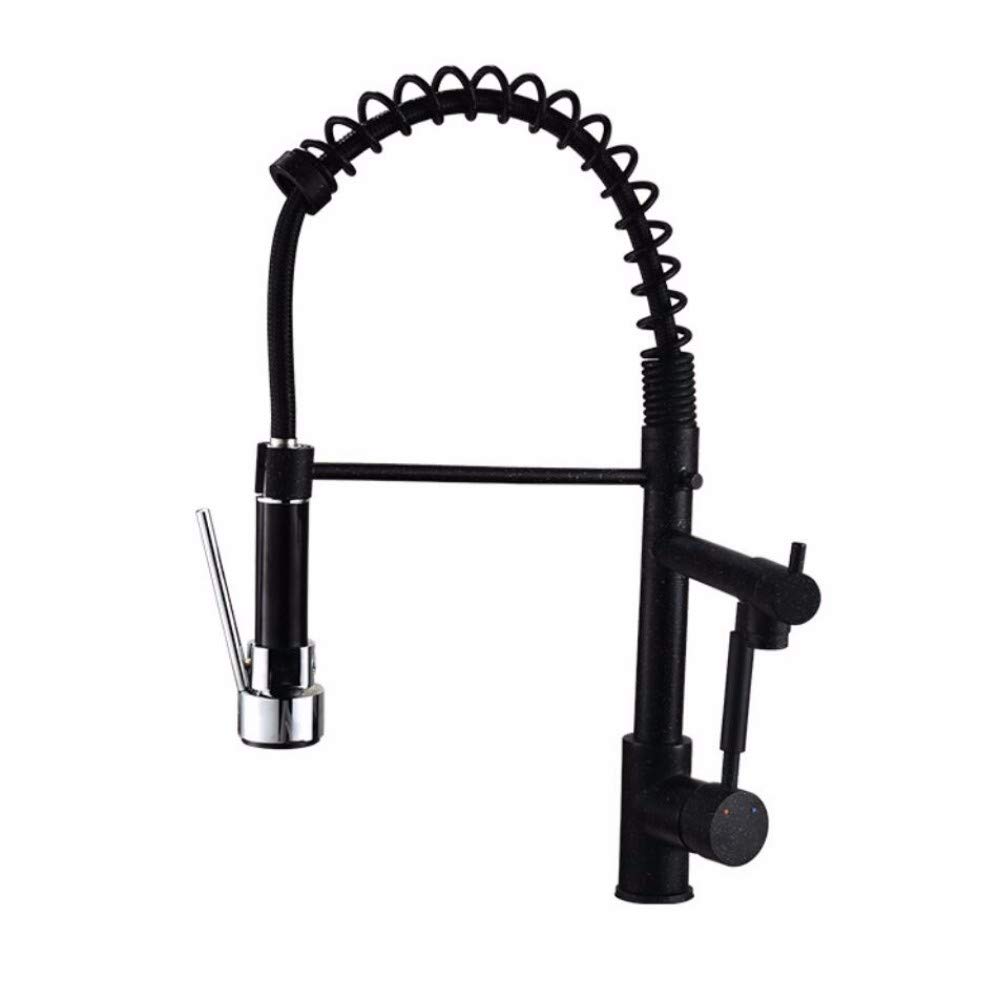 Robinet de cuisine mitigeur extractible eau chaude et froide en cuivre noir mat