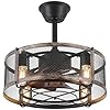 Dannilong 18 inch caged ceiling fans with lights bladeless farmhouse fandelier ceiling fan with remote enclosed small ceiling fan for bedroom kitchen outdoor 6 speeds black  urban country home decor