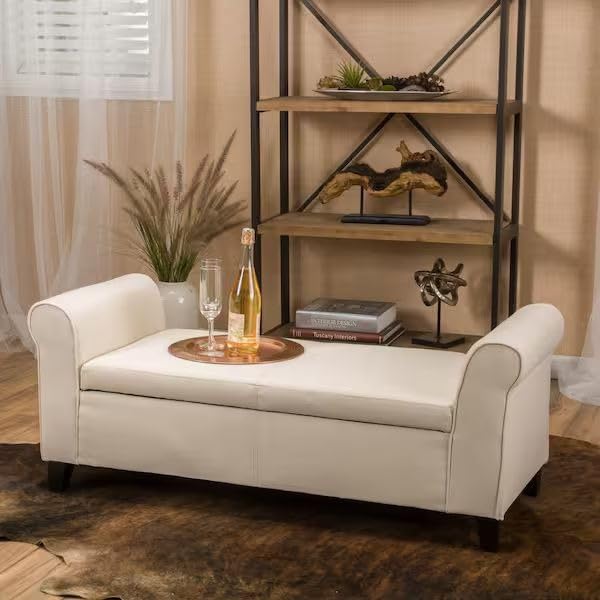 LEGACY OF COMFORT Whimsy Storage Bench Sofa Bench Sofa couches Ottoman Bench 2 Seater Sofa Chaise Lounger Pouffe for Living Room Bedroom Office, (Beige)-image-23