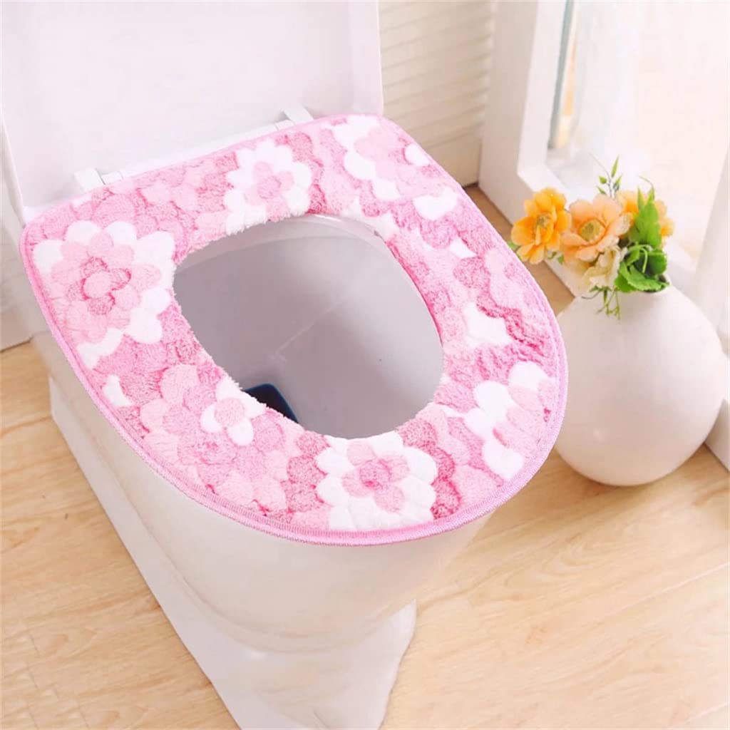 Mzpxqmsyk Women's Pink Toilet Seat Cushion, Universal Warm Soft Thickened Washable Toilet Seat Cushion Cover Mat Multicolor(Pink)