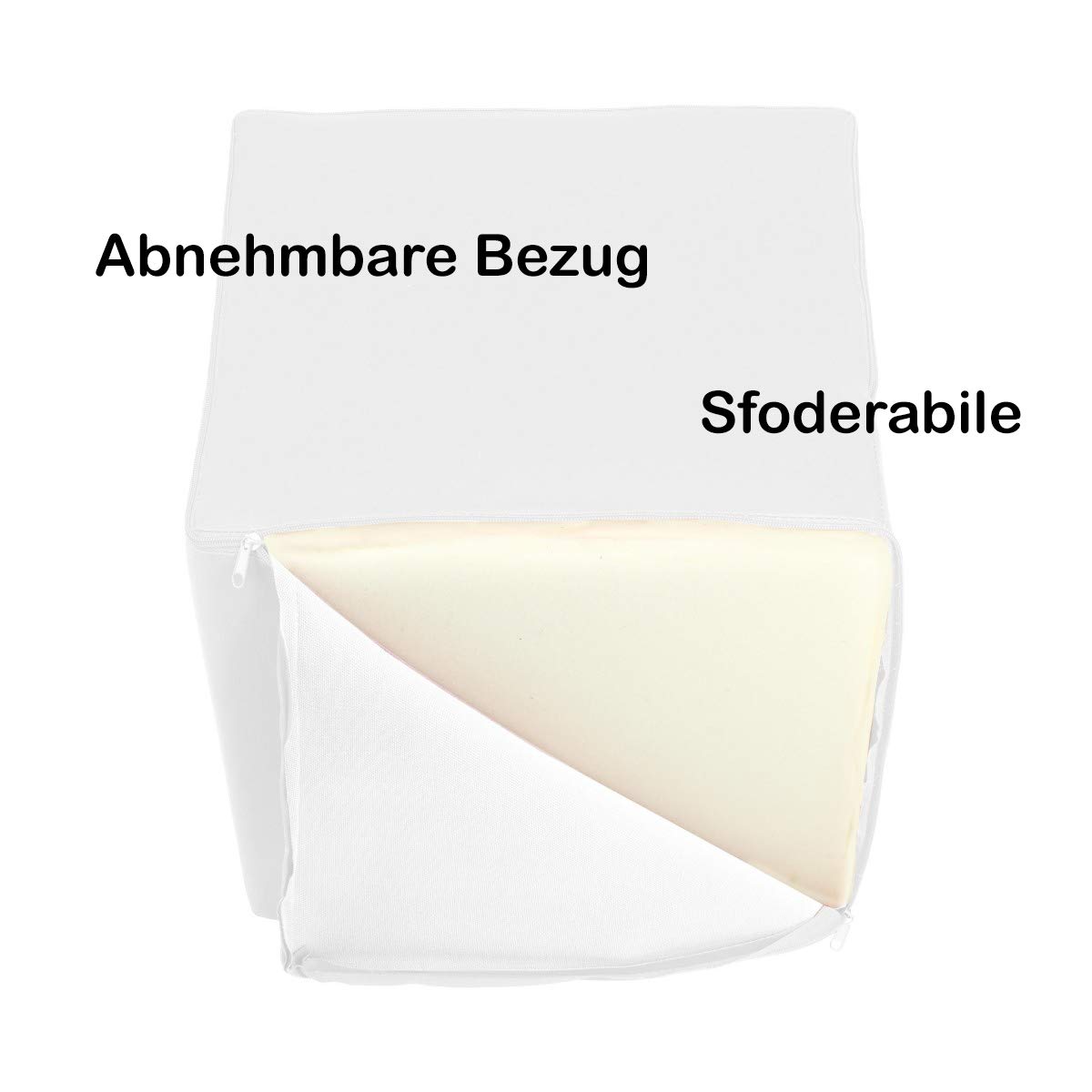 Ecopuf Pouf Repose-Pieds Carré Cube 40x40x40 Cm - Déhoussable Similicuir Résistant - Ultra Confort Salon Chambre