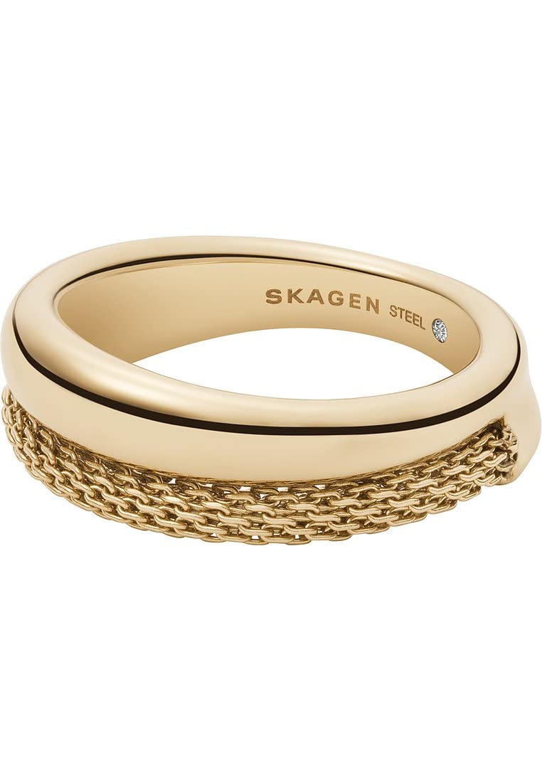 Skagen Ring for Women Merete, W: 8.7mm Gold Stainless steel Ring, SKJ1601710