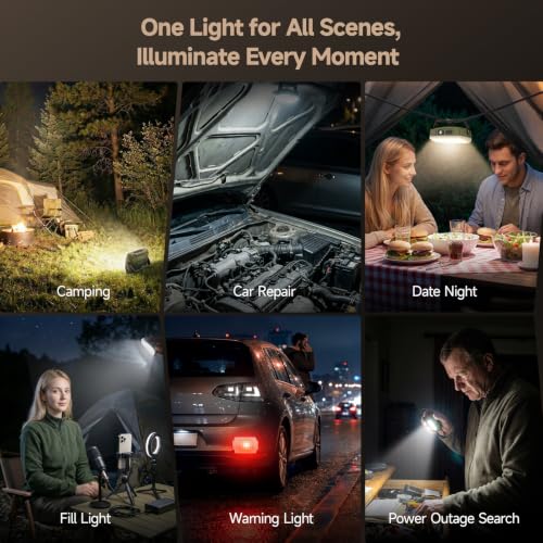 Skyfire Magnetic Camping Light with Mini Keychain Flashlight,6Colors 4000 Rechargeable Camping Lantern with Hook,10Modes Dimmable Tent Lights for Camping, Red Light, Portable Camp Light — view 2