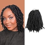 8 Inch Pre-twisted Passion Twist Crochet Hair 8 Packs Pre-looped Short Passion Twist Braiding Twists for Black Women（1B)