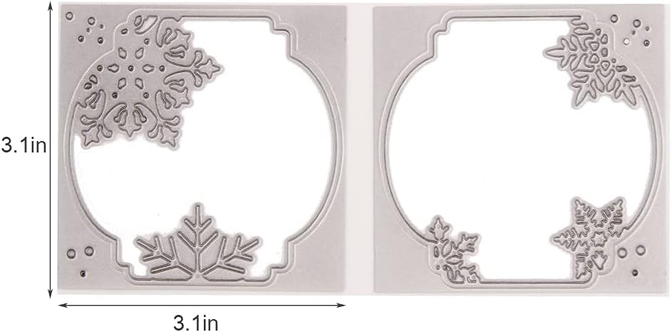 LZBRDY 2 Pieces/Pack Square Frame with Snow Flower Hollow Out Embossing Cutting Dies for Card Making Scrapbooking Background Decors Craft Die Cuts