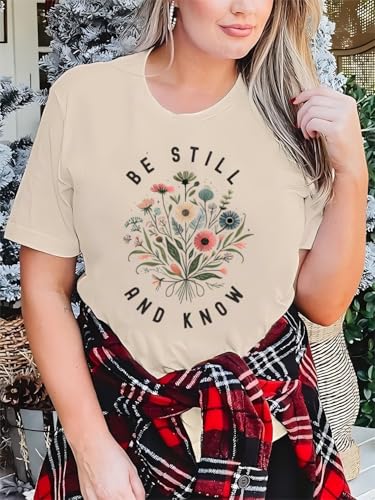 Be Still and Know Shirts for Women Casual Short Sleeve Christian Tee Tops3