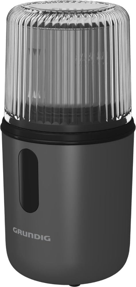Grundig - CM 7460 Kaffeemühle - 55g Kapazität - 180 Watt Motor, Schlagmahlwerk, 4-fach Edelstahlmesser - Edelstahl-Mahlschale, Kompaktes Design, Ein-Hand-Bedienung - Grau/Schwarz