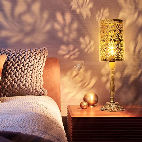 Phyleko Bedside Lamps, Table Lamp For Bedroom With Battery Operated Lamp, Small Table Lamp For Bedroom Decor,Rose Pattern Table Cordless Lamp For Nightstand #TOP5