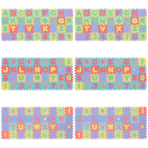 FUNNETOYU 6 Juegos Alfombra Puzzle para Bebés de Tapetes con Números y Letras Espuma EVA Antideslizante y Resistente al Agua para Gateo y Seguro