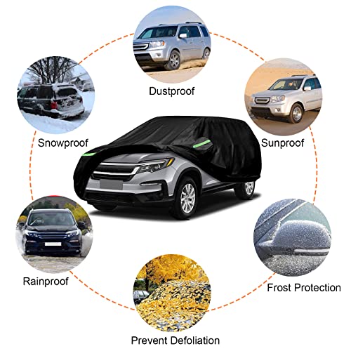 Image of Waterproof Car Cover Compatible with Honda Pilot 2009-2025, Black Car Cover with Inner Cotton & Safety Lock for Snow Rain Dust Hail Sun Protection 195 * 79 * 73in