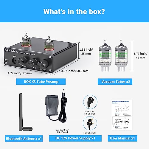 Fosi Audio Box X3 5654W Tube Phono Preamp Turntable Preamplifier For Mm Phonograph Bluetooth 5.0 Mini Stereo Hi-Fi Pre-Amplifier For Home Audio Record Player Sound System #TOP7