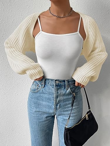 Image of Verdusa Women's Y2k Cropped Cardigan Sweaters Lightweight Knit Open Front Bolero Shrugs Spring Fall Outfits