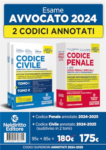  Kit Codice civile annotato + Codice penale annotato per l\'esame di avvocato 2024