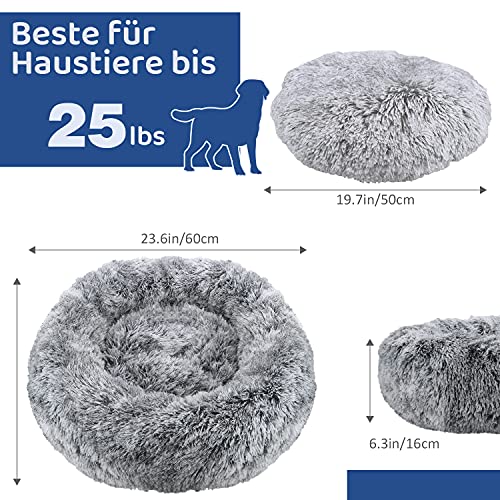 Docatgo Hundebett, Katzenbett, Haustierbett Flauschig Grau, 60x60cm Donut Bett Für Plueschtier Katzen und Hunde Weich, Plüschtier aus Kunstpelz mit Flusen,Fluffy Haustierkissen Mittelgroße - Image 4