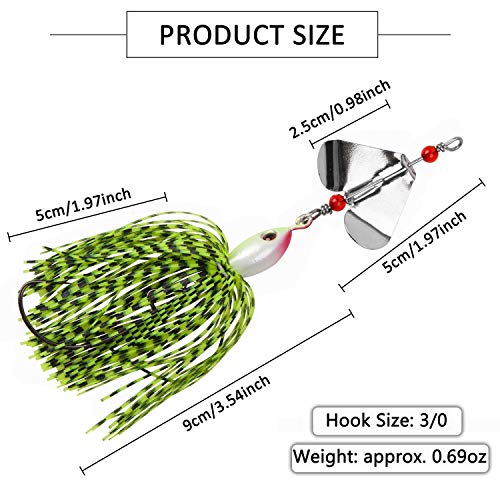 Fishing Lures Buzzbaits For Bass Fishing 6Pcs Spinnerbaits Fishing Lures Bass Mix Color Topwater Jig Lures Buzz Baits For Freshwater Saltwater Fishing Trout Salmon Pike #TOP3