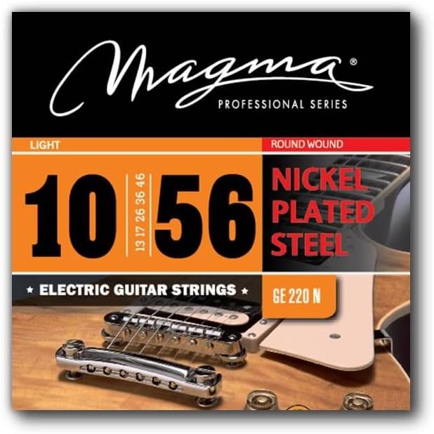Magma7 String Light Electric Guitar Strings - Nickel Plated Steel Strings 10" - 0.56" (String Gauges - 10, 13, 17, 26, 36, 46, 56) - (GE140N) - 1 Set