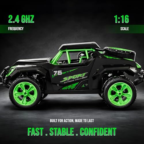 Image of Korzi RC Car 4x4 (1:16) - 25 Kmph+ High Speed | Semi Hobby Grade with Proportional Throttle Control | All Terrain Off Road Remote Control Car | Rechargeable Battery | Indian Service Support