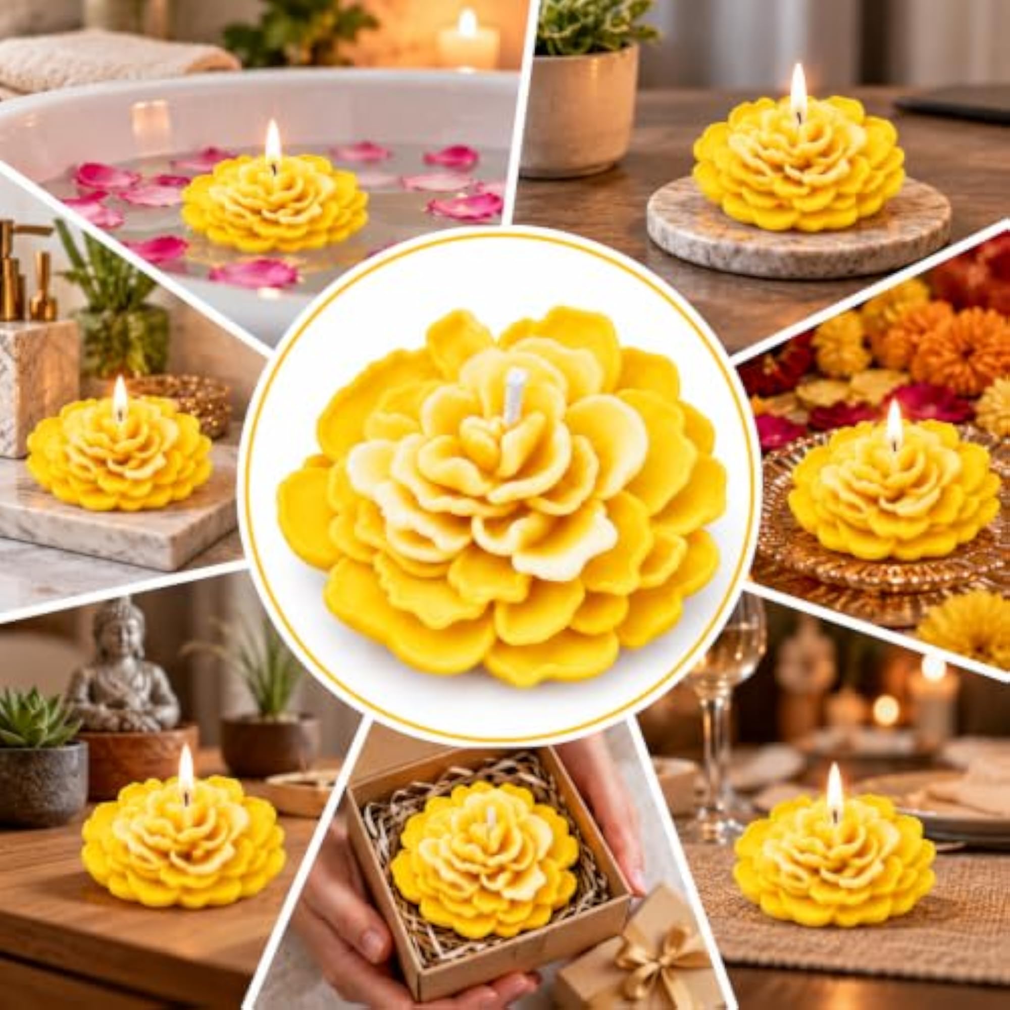 Decorative Peony Flowers Candle for Home Decoration