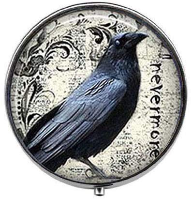 Vintage Poe's Raven Box/Pill Case - Caixa de Arte Literária Vintage - Caixa de Três Compartimentos