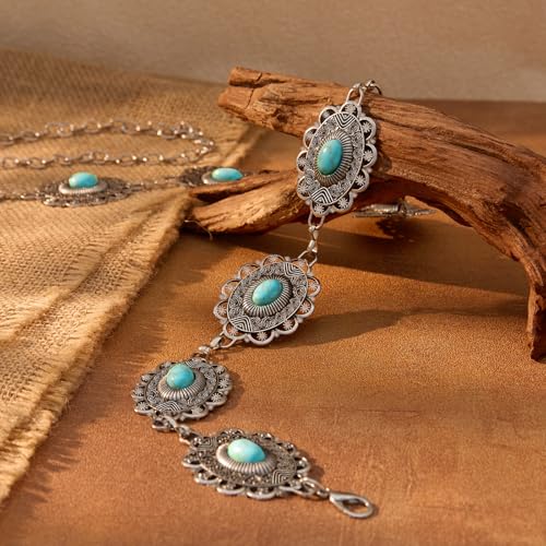 XZQTIVE Women Boho Chain Belts For Dresses Jeans Western Cowgirl Waist Links Belt Adjustable Metal Concho Belt