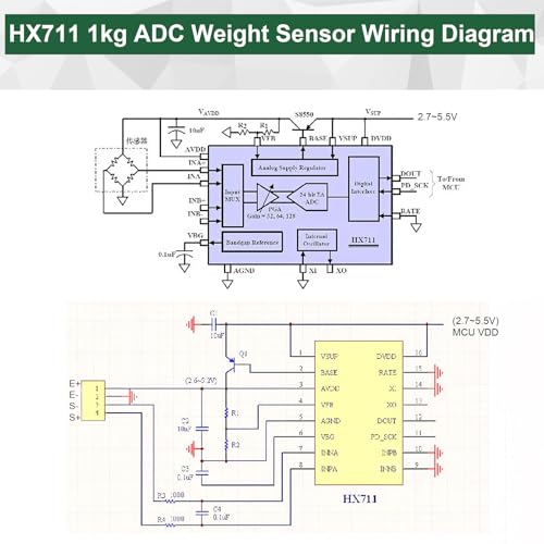 AYWHP 2PCS HX711 ADC Wagezelle 1kg Gewichtssensor Digitaler Wägezellen Gewichtssensor 1KG tragbare elektronische Küchenwaagen,Wägezellen Gewicht