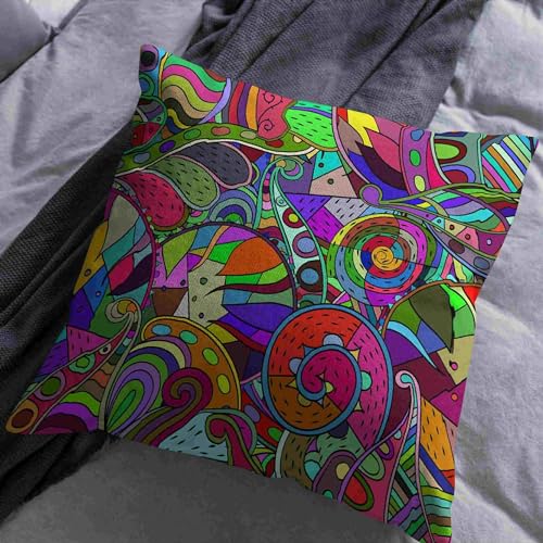 Housse coussin lin 50x50 cm motif géométrique CEVAN x4