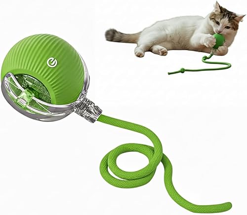 Miniatura 12 de NatureTails Juguetes interactivos para gatos de interior, bola de gato ágil en movimiento de tercera generación con cola de malla elástica, juguetes