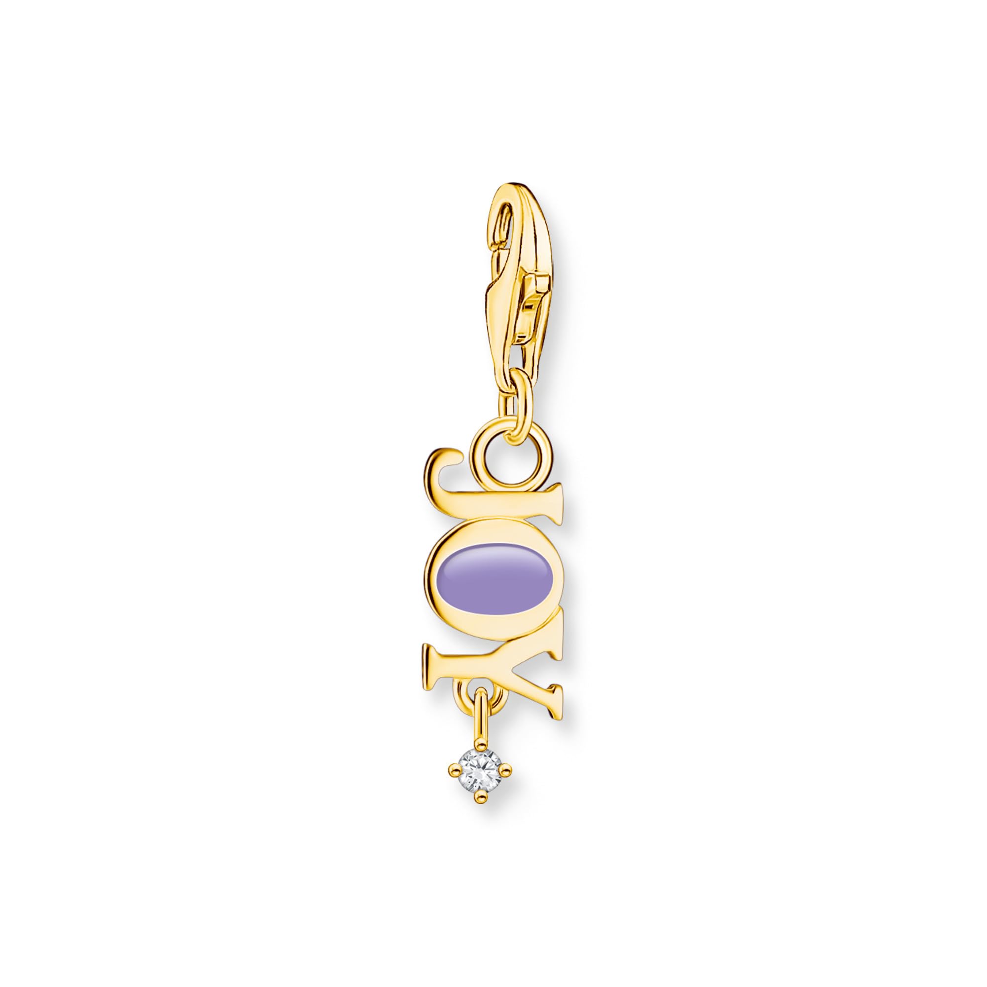 Thomas Sabo Pendentif Charm Joy avec pierre blanche plaqué or Doré Or Jaune 18 Carats, Argent Sterling 925, Émail À Froid