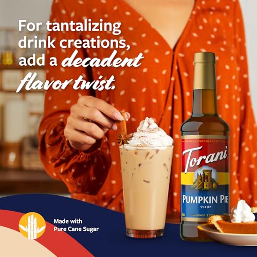 Image of Torani Coffee Syrup, Pumpkin Pie Flavored Syrup for Drinks, Pump Included, 25.4 Fl Oz