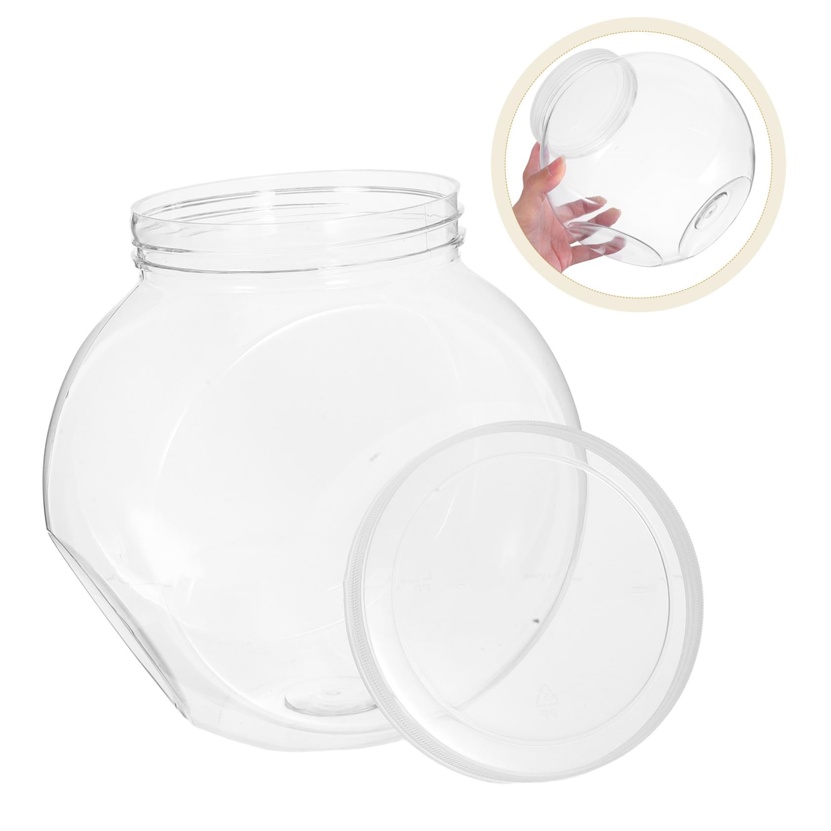 Cabilock Bocal à Bonbons en Plastique Transparent Rond 2100ml, Lot de 4 | Intérieur Lisse, Nettoyage Facile, Cuisine et Maison, Format Pratique pour Biscuits et Encas