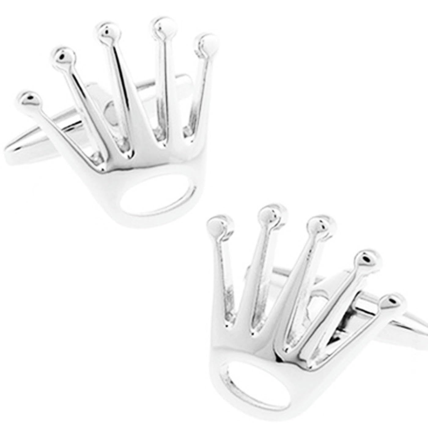 Syavr Men's Silver*18Mm Silver Crown Shaped Cufflinks, Studs, French Buttons