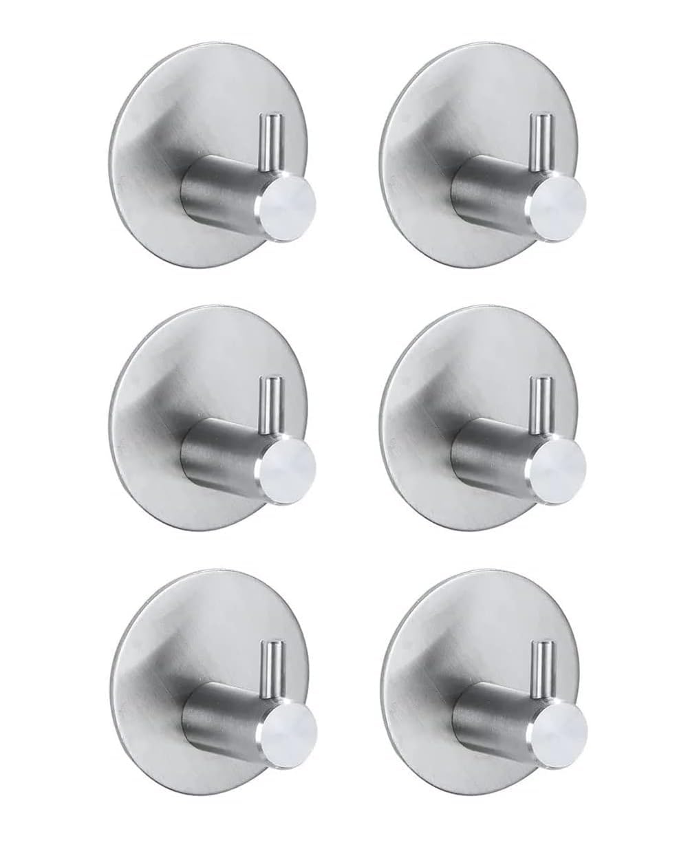 YLITREUS Ganci Adesivi Acciaio Inox 6 Pezzi – Ganci Portasciugamani Senza Forare, Impermeabili e Antiruggine per Bagno e Cucina, Argento