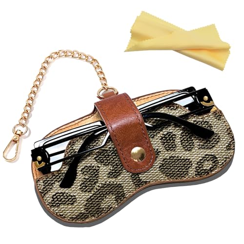 Image of Eyewear Clutch Glasses Case with Clip Soft Leather Sunglasses Bag