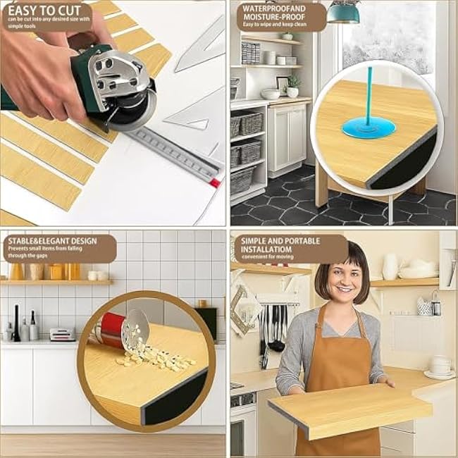 JYHHCYS Wire Rack Covers for Pantry Wood Grain, Removable Shelf Covering for Wire Shelves, Adjustable Closet Decoration Shelf Liners for Kitchen Bathroom Office Shelving(6 Pack,41x30x5cm/16x12x2in)