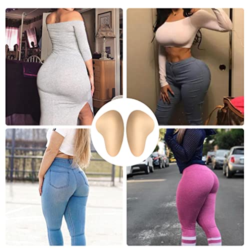 1 Pair Breathable Sponge Butt Lift Pads,Hip Thigh Pads Reusable Buttocks Enhancers Inserts Removable Padding for Padded for Underwear Panties Crossdressing (Beige)4