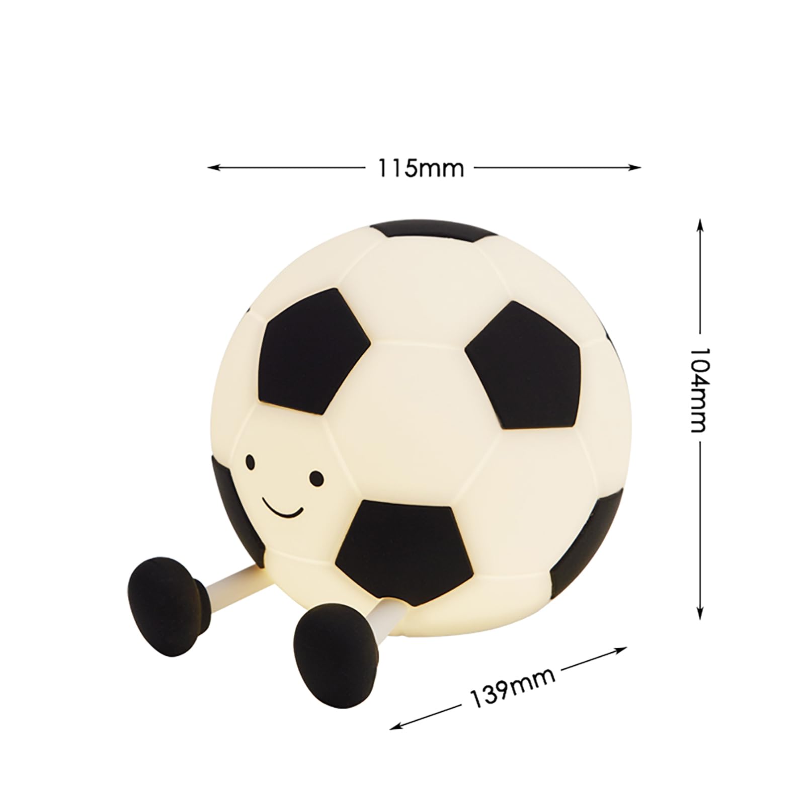 Luz nocturna de fútbol para niños, bonita lámpara de noche de fútbol | 3 niveles de brillo, silicona suave, temporizador de 30 minutos, control de grifo, recargable por USB
