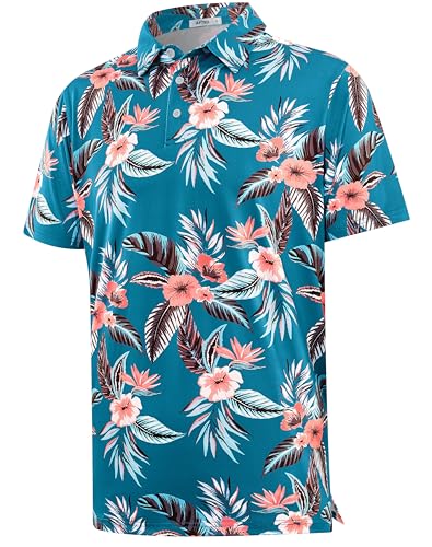 APTRO Men's Polo Shirts Short Sleeve Moisture Wicking Fashion Print Hawaiian Golf Shirts for Men