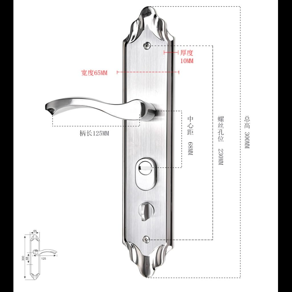 Cerradura de puerta interior Panel antirrobo Palanca de acero inoxidable Manija de puerta doble Lockset