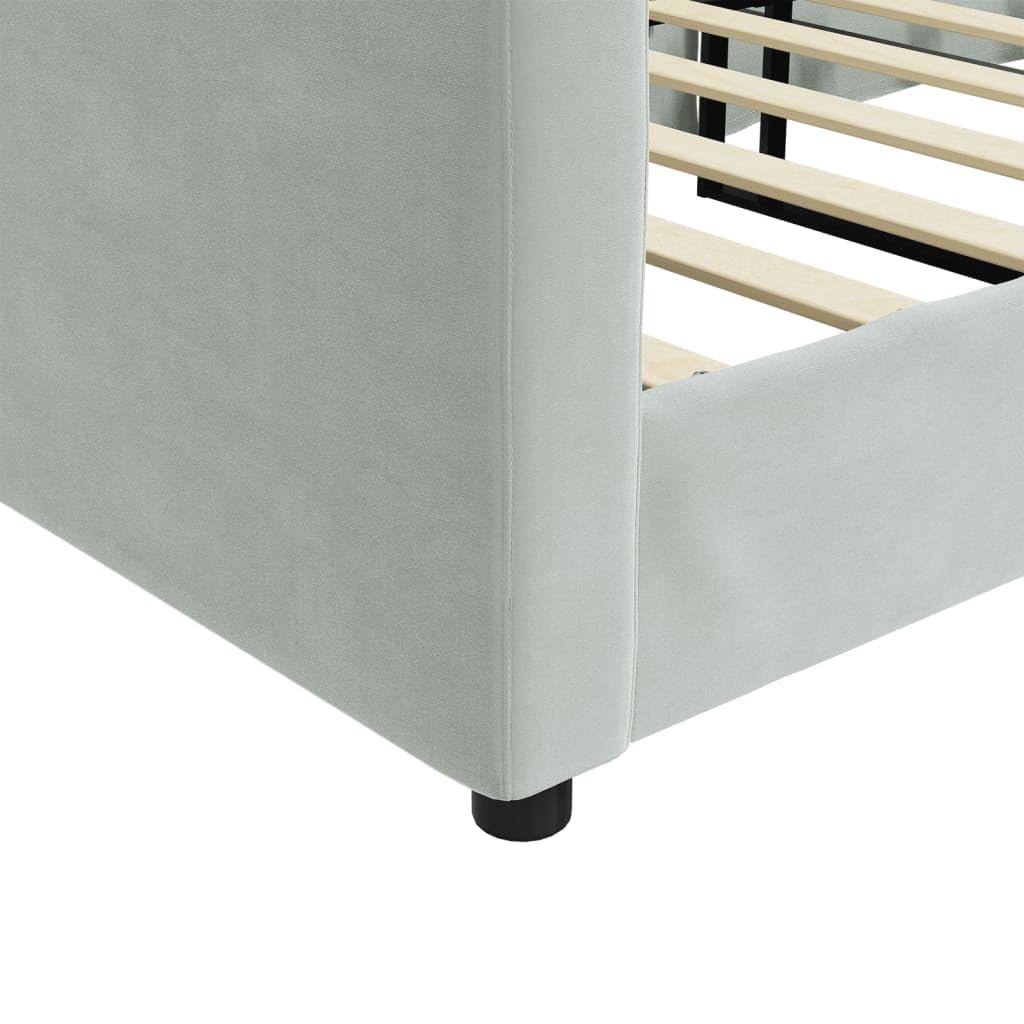 Velluto Trasformabile 2 in 1 Divano Letto Grigio Chiaro 100x200 cm