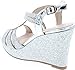 Forever Happy-09 Women's Glitter Strappy Wrapped Wedge Heel Platform Sandals,Silver,6.5