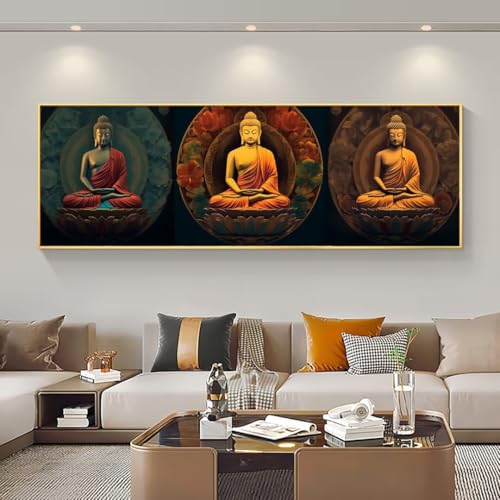 5D Diamond Painting Buda Diamond Art Kit, DIY Grande Pintura de Diamantes Adultos Bordado Punto de Cruz Kit, Diamond Art Crystal Arts Crafts para Decoración de Pared Hogar 75x220 cm/30x87 Inch M-613