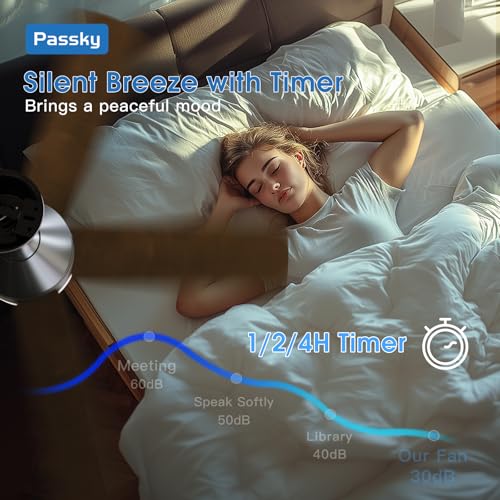 Image of Passky Ceiling Fans with Lights, 42 inch Sleek Ceiling Fan with Light and Remote Control, 3CCT, Dimmable, Reversible, Noiseless, Black Ceiling Fan for Bedroom, Living Room