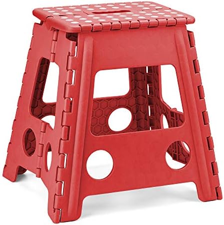 Acko Step Stool 16 Inches Super Strong Folding Step Stool for Adults,Kitchen Stepping Stools, Garden Step Stool Red