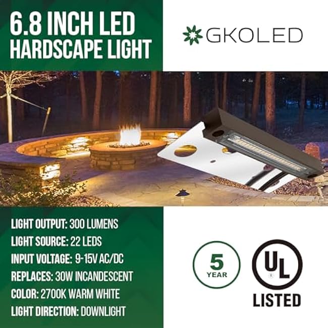 GKOLED Hardscape Lighting Paver Wall Lights LED Step Lights 6.8 Inches 4W 2700K