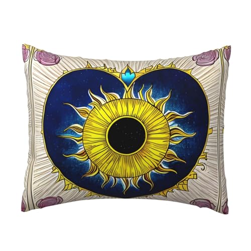 WBQLSL Cartoon Heart Sun Printed Pillowcase - 16 * 20 inches, Invisible Zipper, Breathable and Soft Pillowcase,