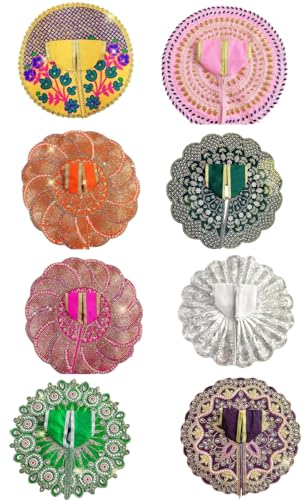 Image of Partish Laddu Gopal Dress (Pack of 8, Random Designs & Colors) l Ladoo Gopal Dress l Kanha Ji Dress (Set of 8 Poshak) Size 0 1 2 3 4 5 6 (Size 2)