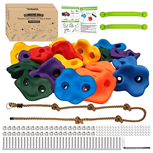 Trymaker Soportes de escalada, pared de escalada en roca para niños, juego de 20 empuñaduras de escalada para niños y adultos al aire libre