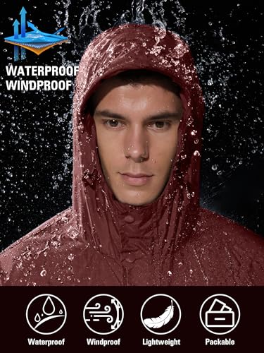 Image of UIQUR Mens Lightweight Rain Jacket Waterproof Windbreaker Packable Rain Coat with Hood for Golf Running Hiking Travel