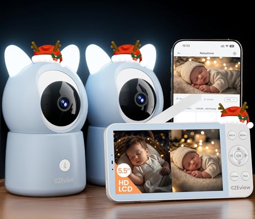 CZEview BM6 Babyphone mit 2 Kameras 2K & 4X Zoom, 5.5' HD Babyfon mit App...